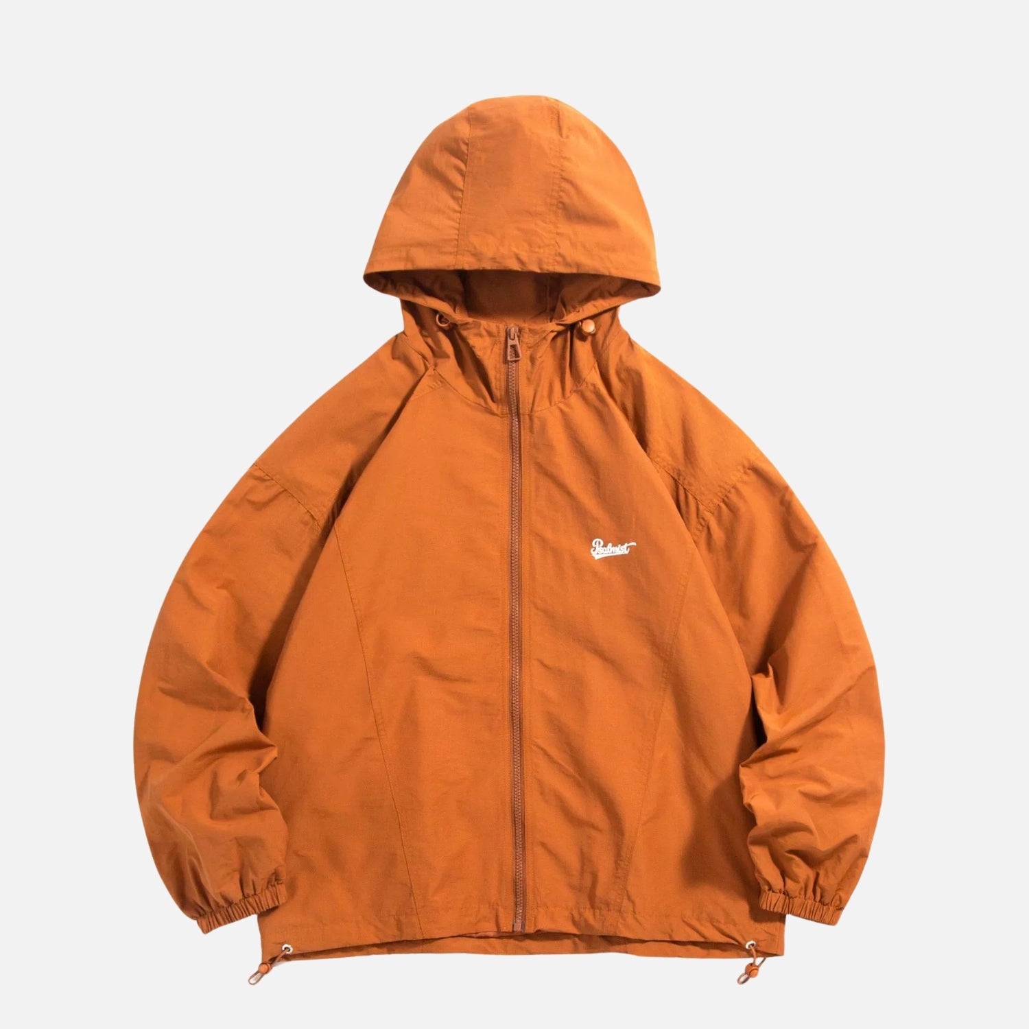 Solid Letter Print Hooded Windbreaker