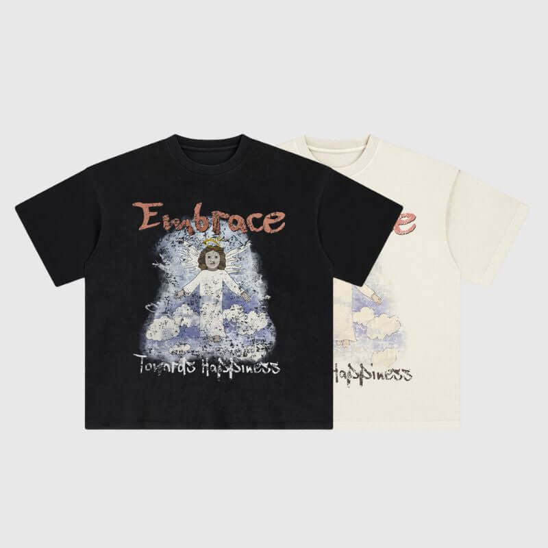 T-Shirt mit verwaschenem Engel-Print