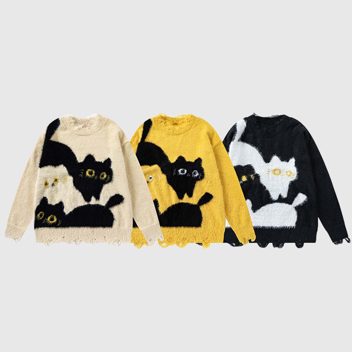 Cat Pattern Knit Sweater