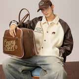 Vintage PU Leather Varsity Jacket