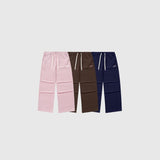 Letter Embroidered Waffle Solid Color Pants