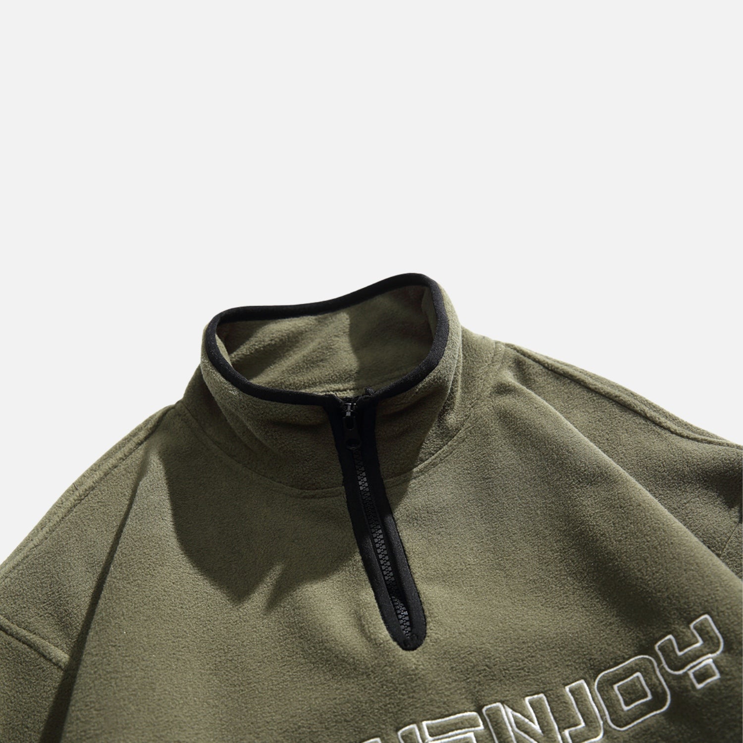 Embroidered Stand Collar Sweatshirt