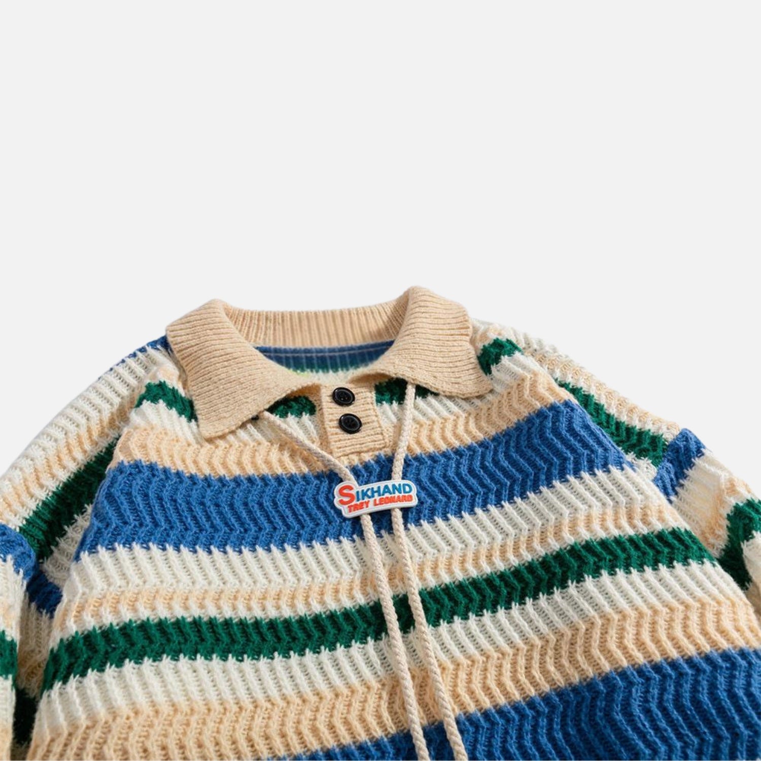 Suéter polo de punto a rayas colorblock