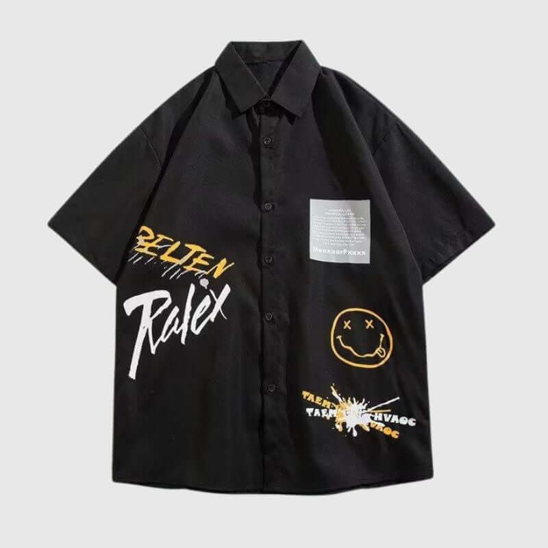 Lässiges Hemd mit Smiley-Buchstaben