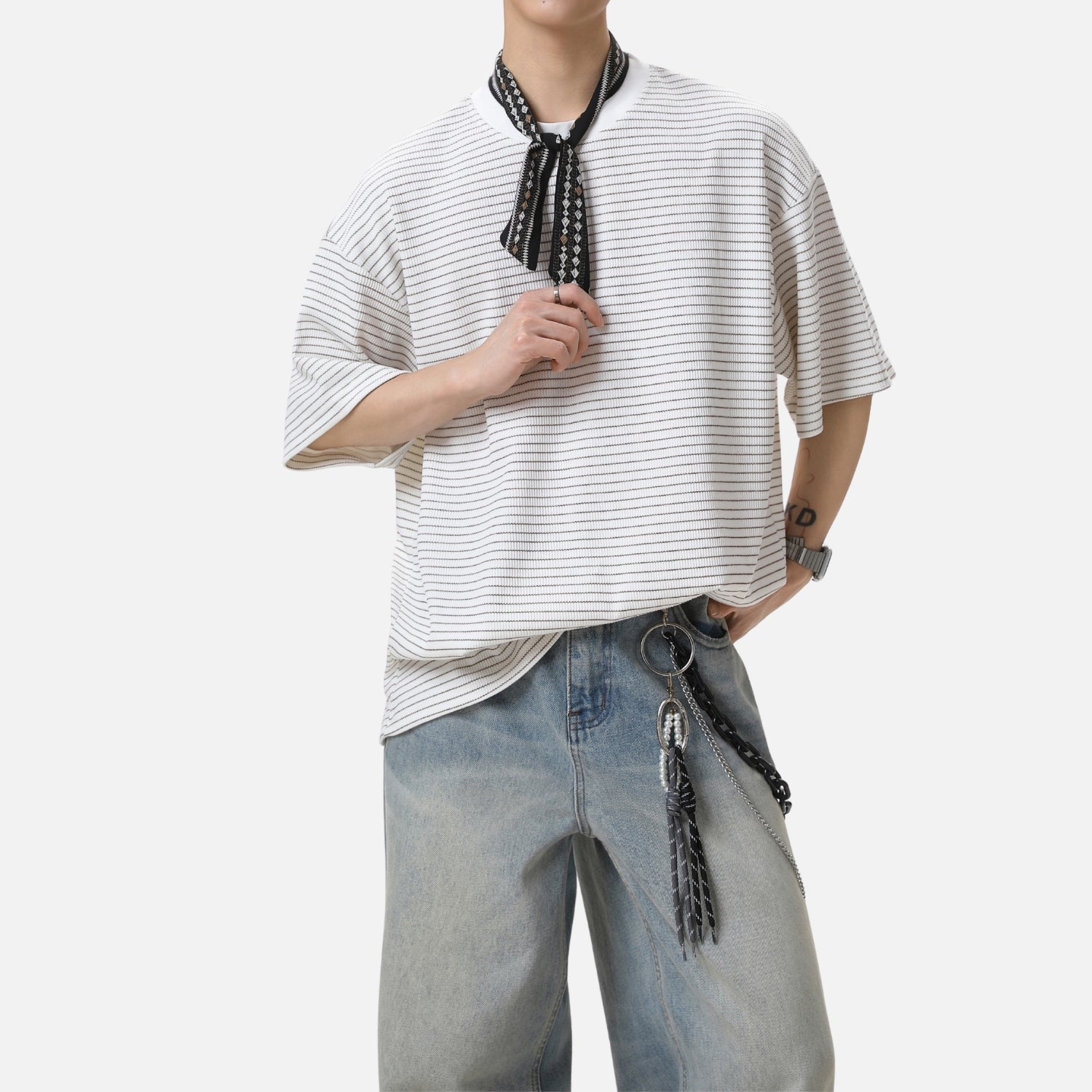 Minimal Striped Crewneck Tee