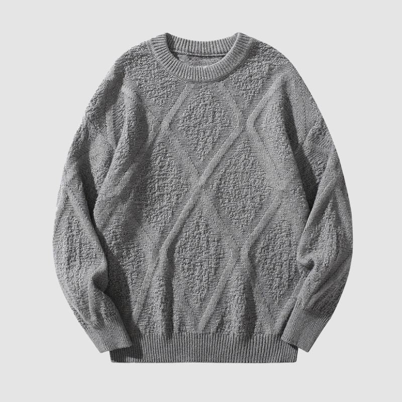Argyle Jacquard Solid Color Sweater