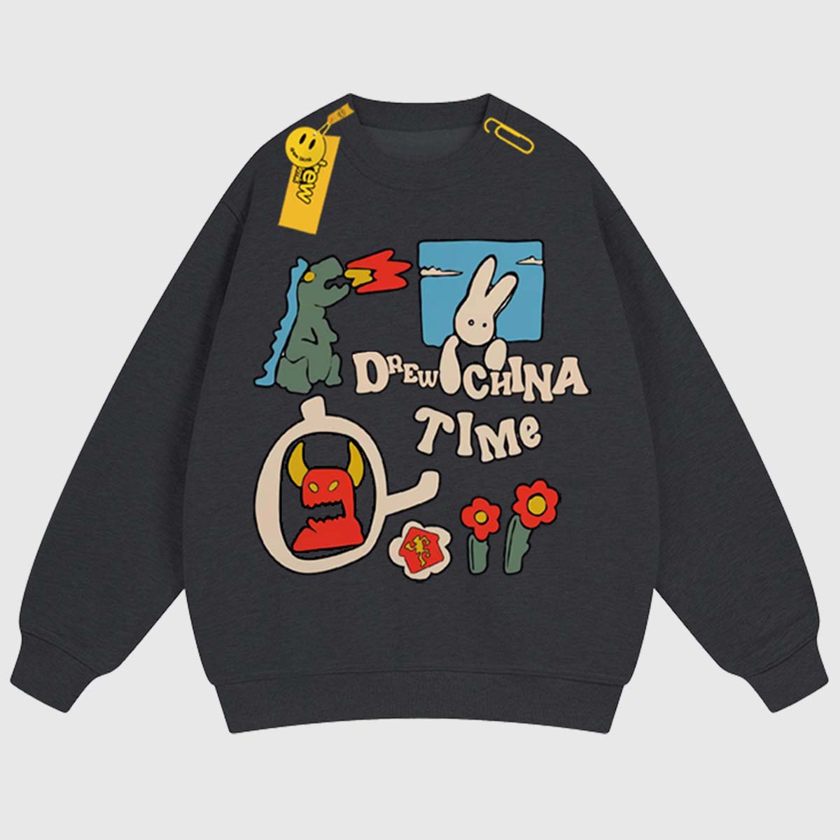 Cartoon Graphic Crewneck Sweatshirt