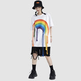 Rainbow Printed Tassel Decor Tee