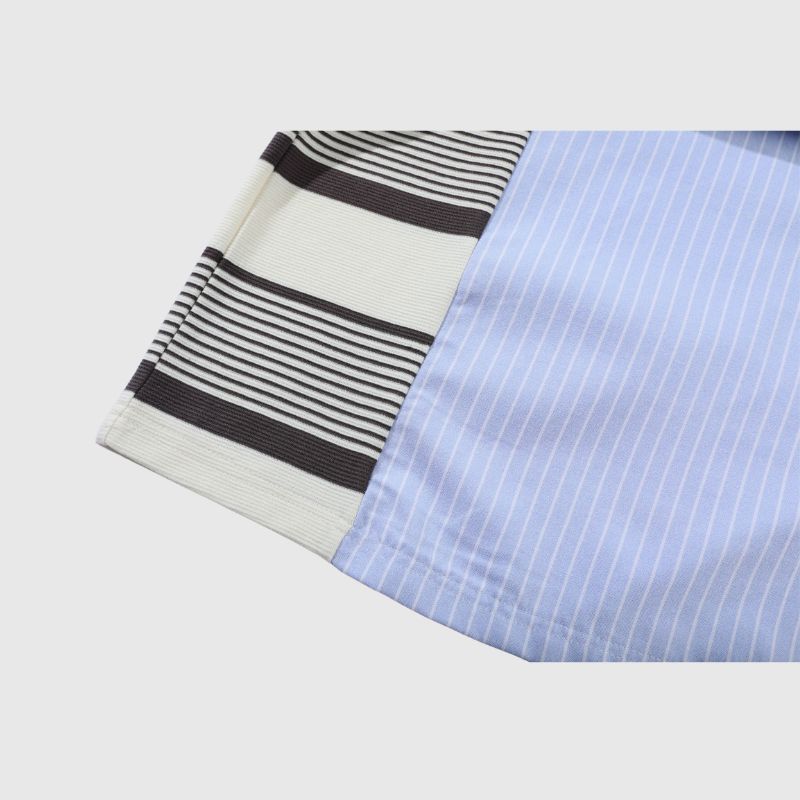 Contrast Stripe Patchwork Shirts