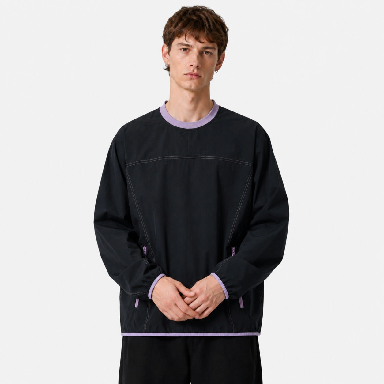 Patchwork Zipper Pocket Sweatshirt