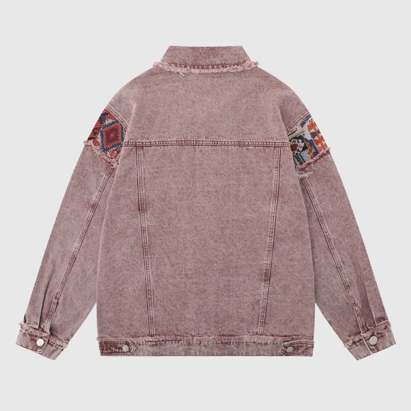 Chaqueta vaquera bordada con patchwork de estrellas retro