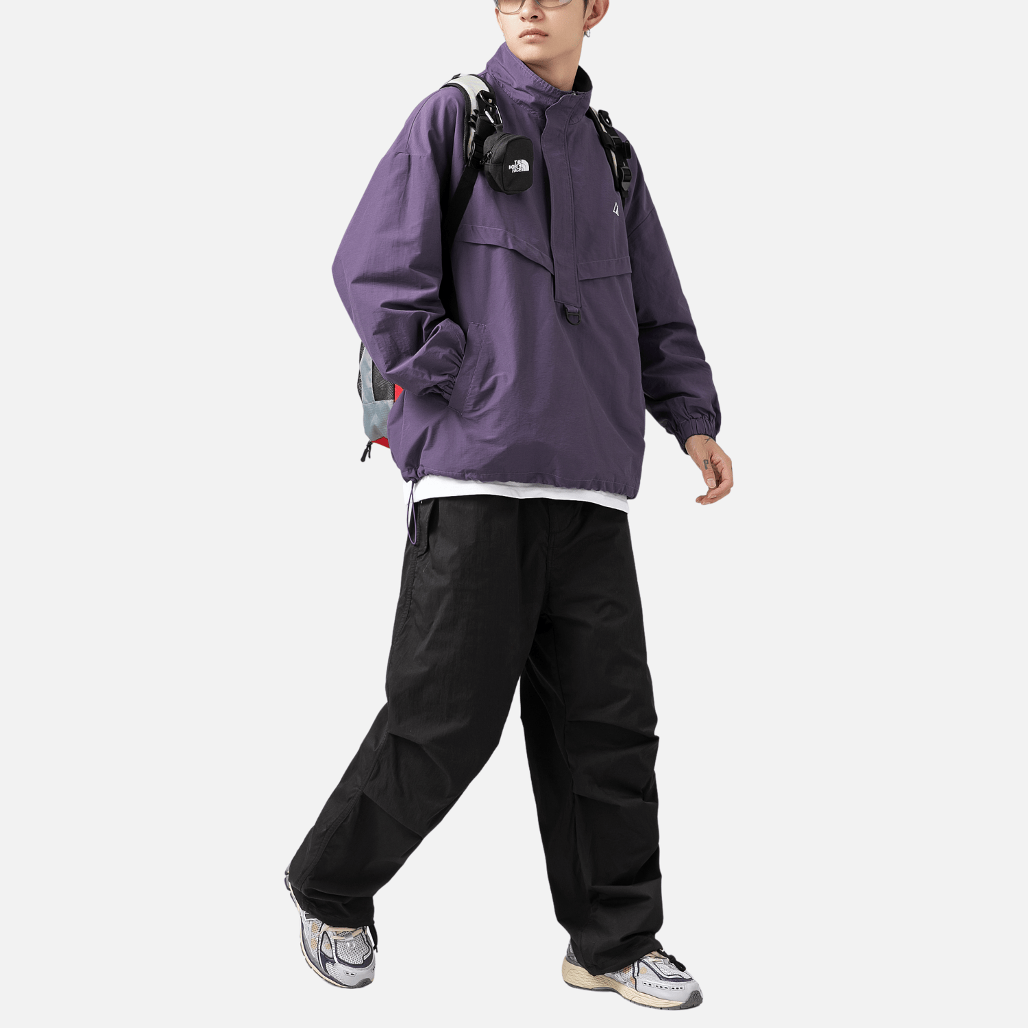 Chaqueta táctica impermeable con textura y media cremallera