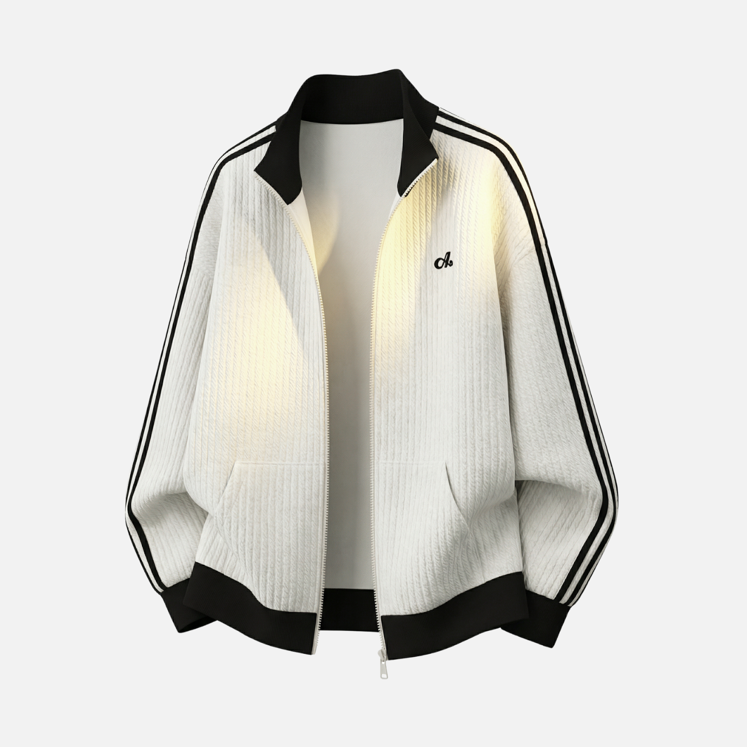 Colorblock Textured Zip-Up Jacket