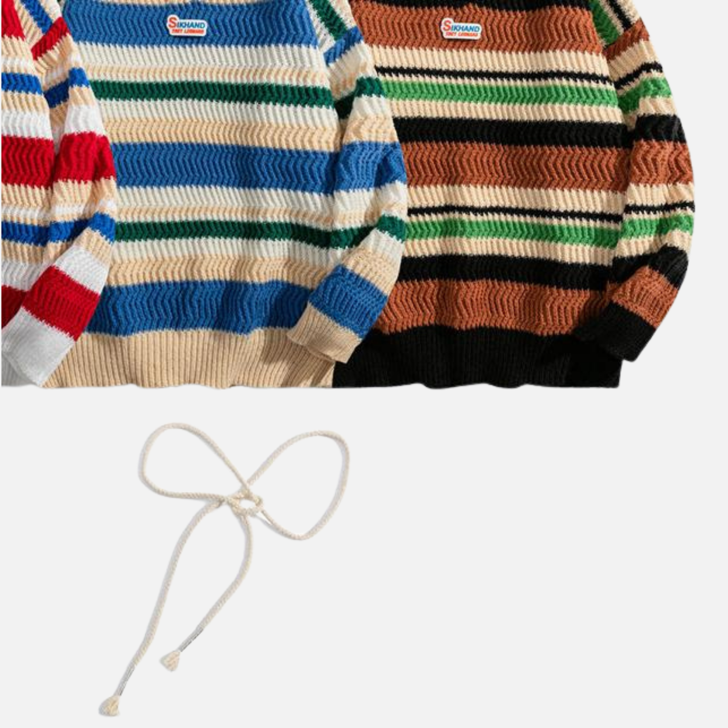 Suéter polo de punto a rayas colorblock