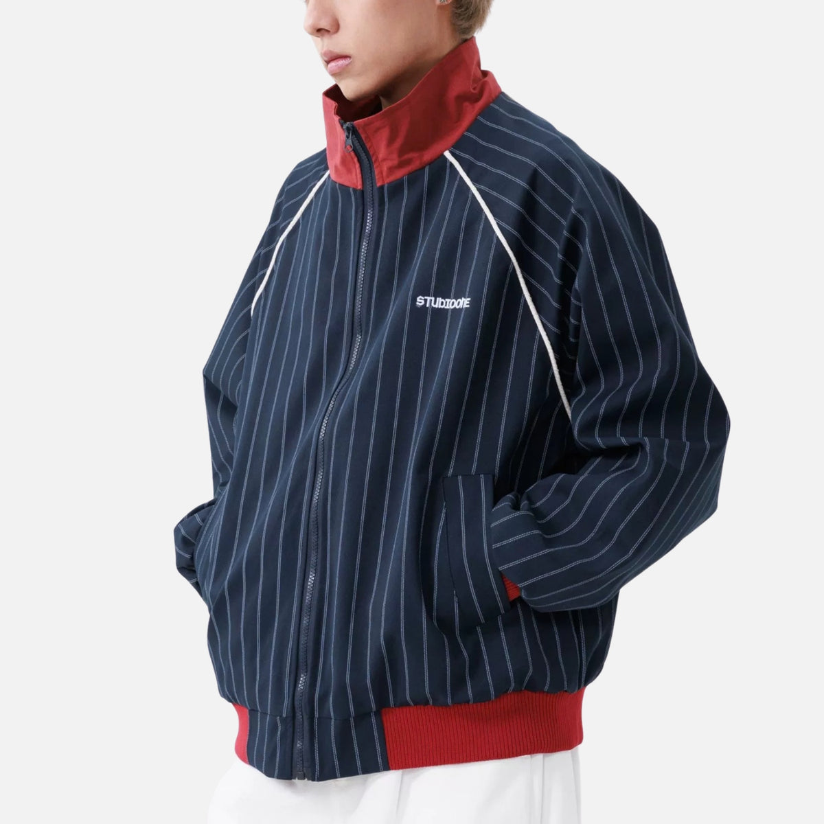 Vintage Striped Colorblock Utility Jacket