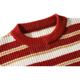 Vintage Color Contrast Patchwork Knit Stripe Pullover