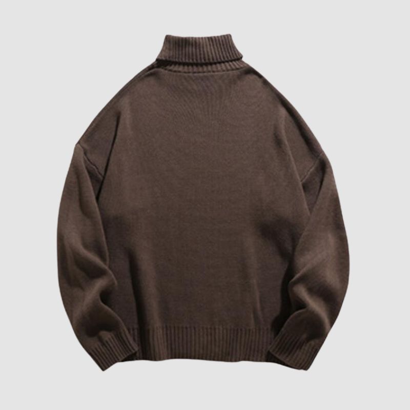 Solid Color High Neck Knit Pullover