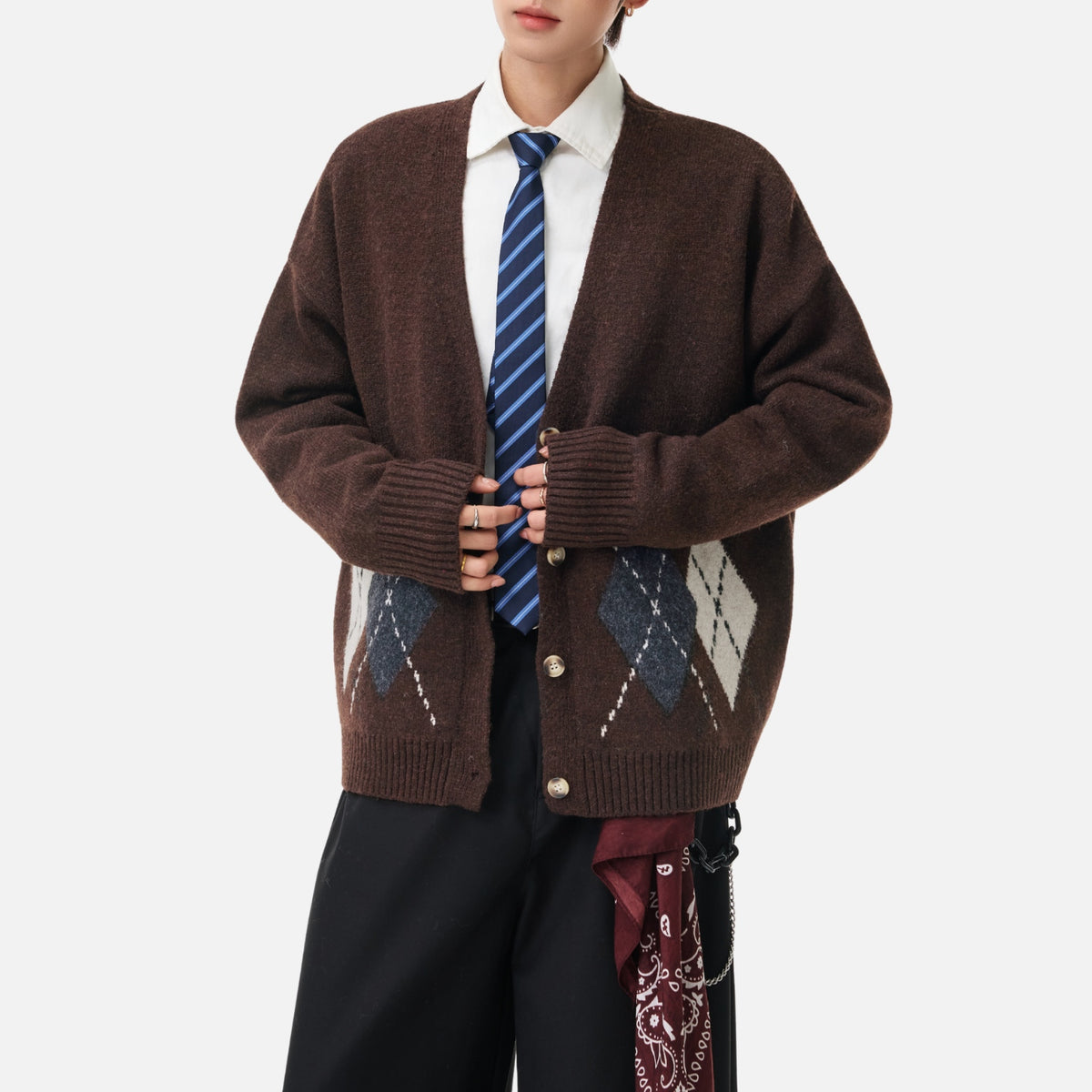 Japanese Vintage Diamond Knit Cardigan