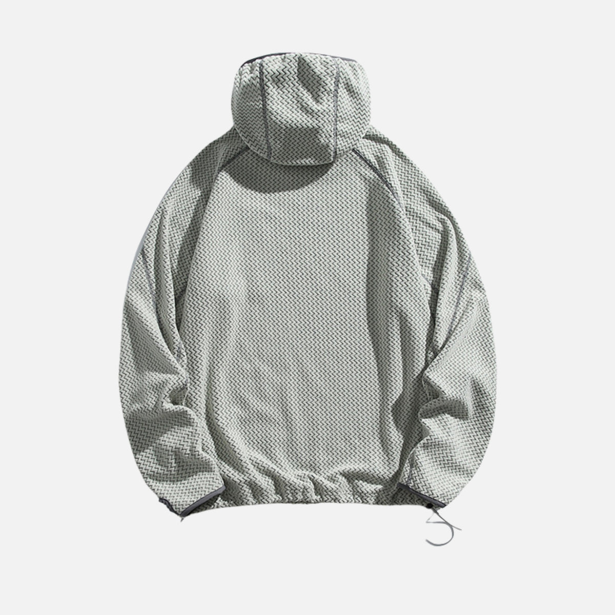 Wave-Textured Fleece Hooded Sweatshirt