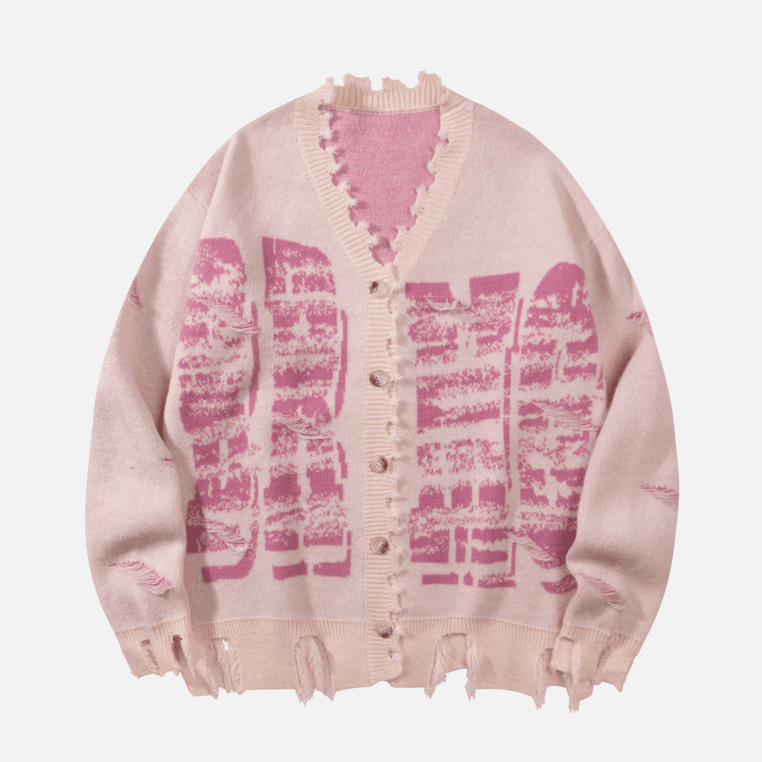 Cárdigan de punto vintage desgastado