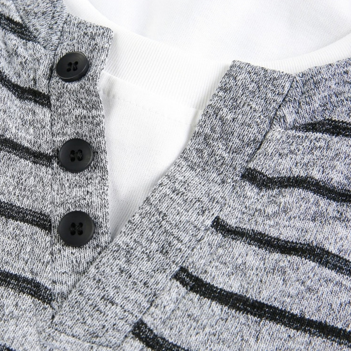 Vintage Faux-Layered Henley Sweatshirt