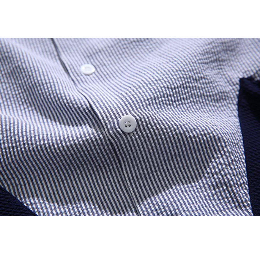 Drawstring Pocket Stripe Shirts