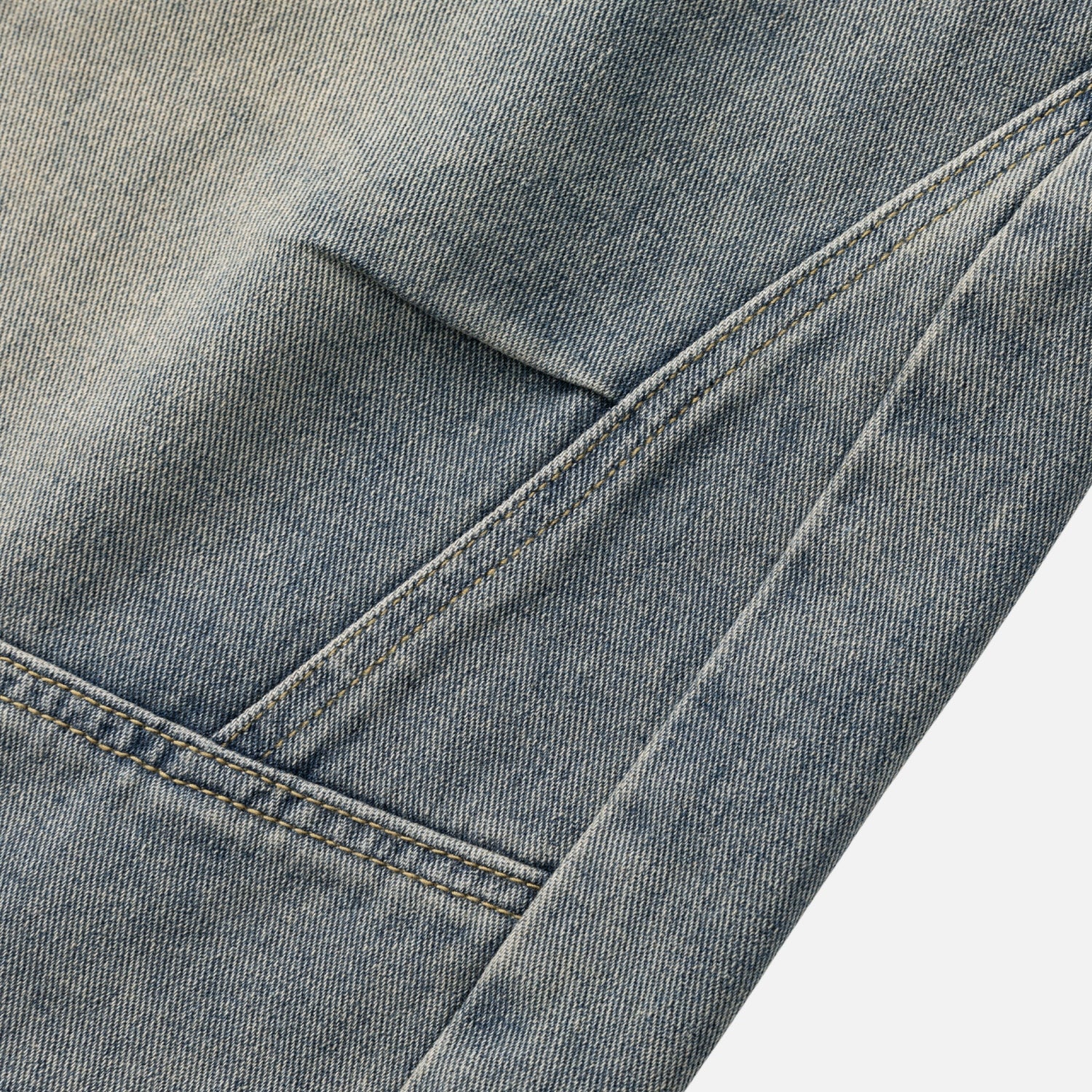 Vintage Washed Pleated Denim Shorts