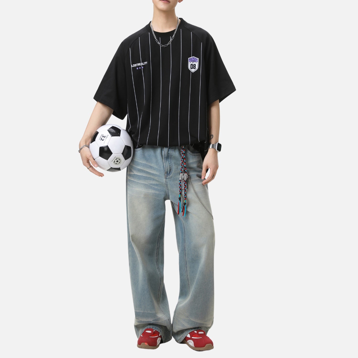 Camiseta Vintage Estampada a Rayas