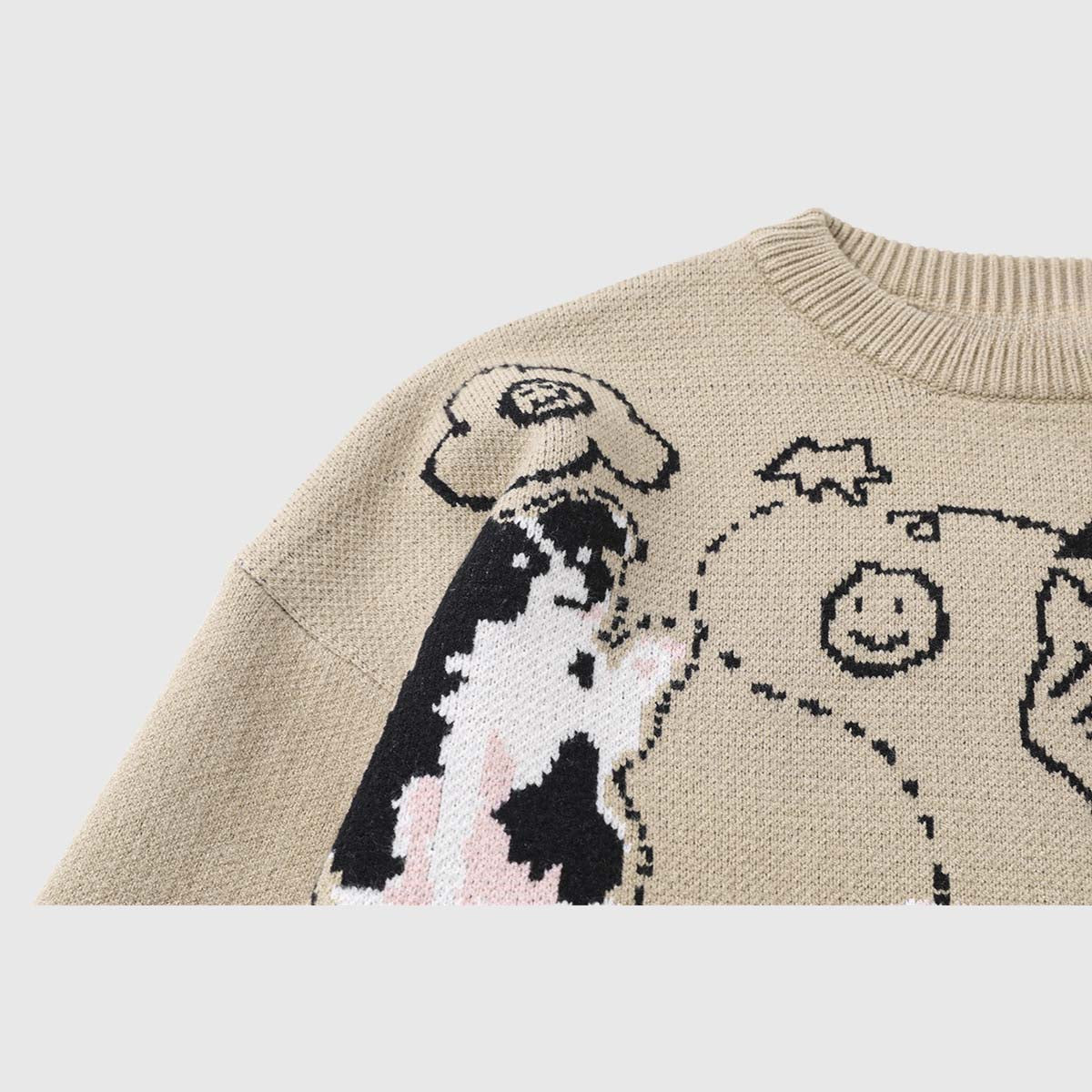 Dog Pattern Knit Sweater