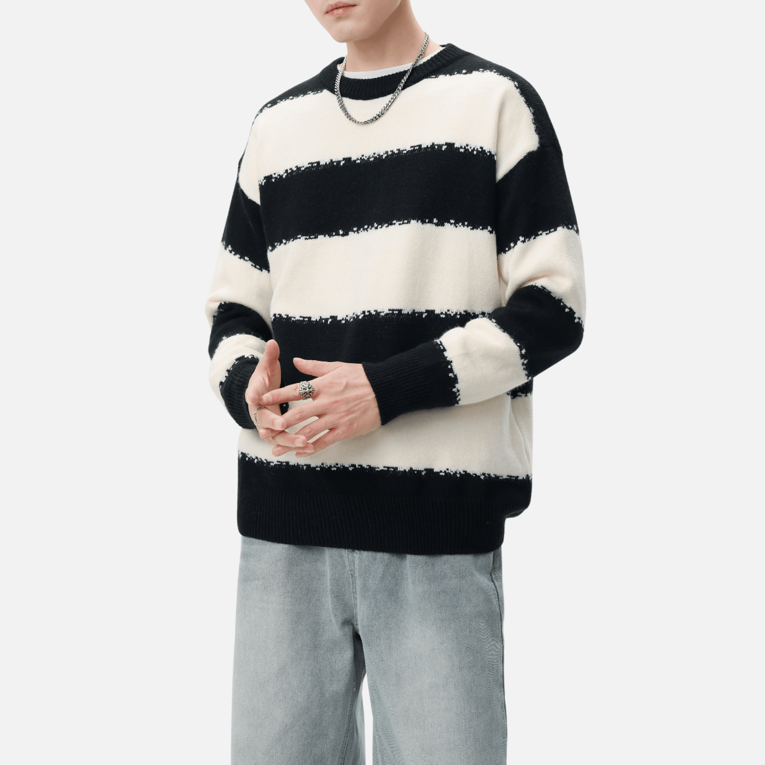 Gestreifter Colorblock-Pullover