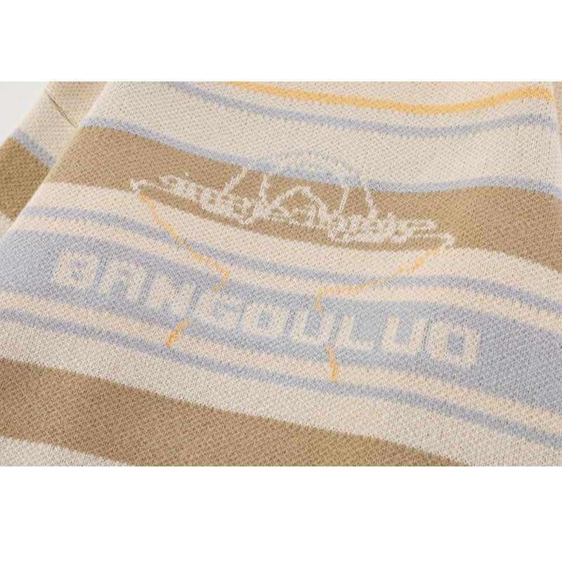 Strickpullover mit Farbblock-Streifen