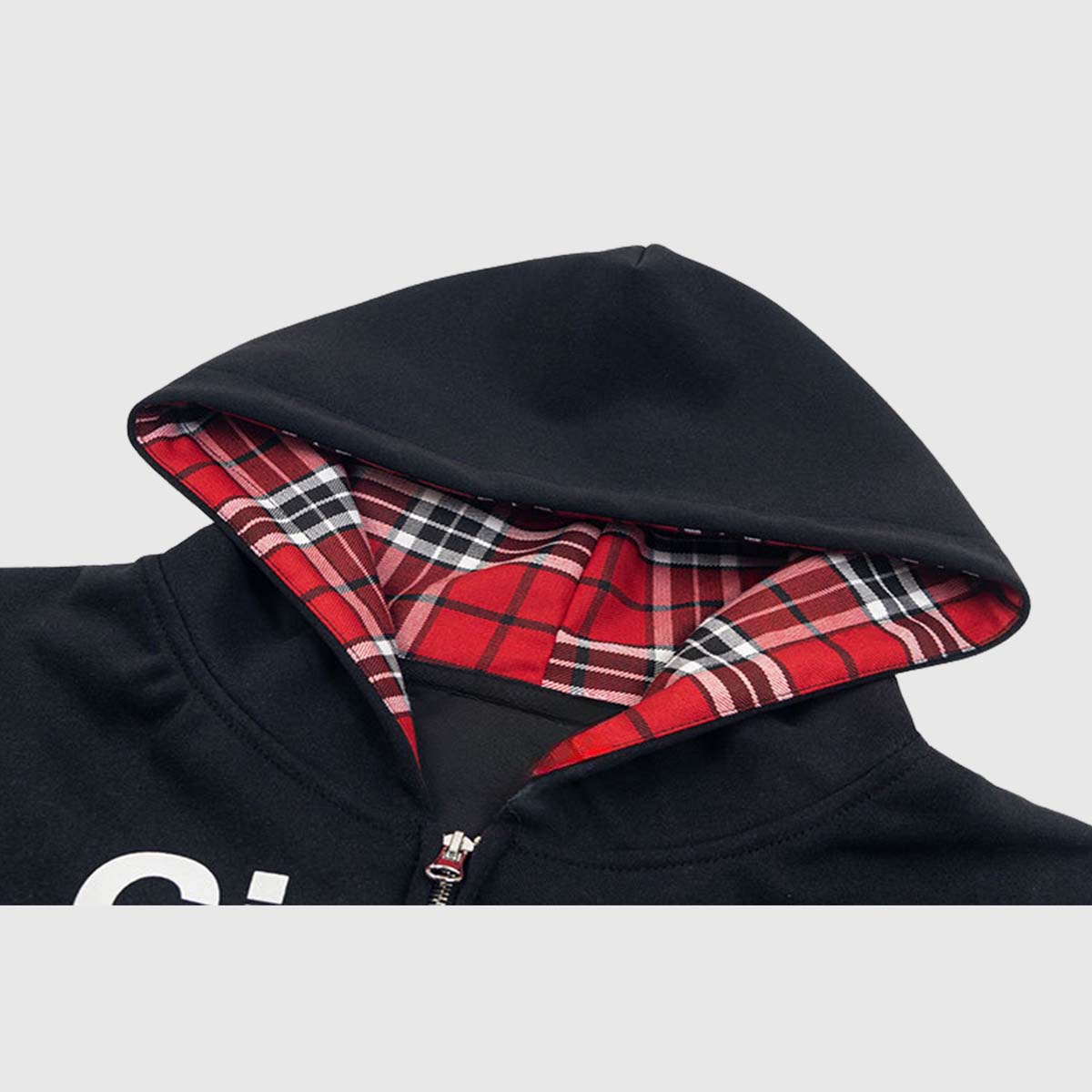 Letter Print Plaid Hoodies