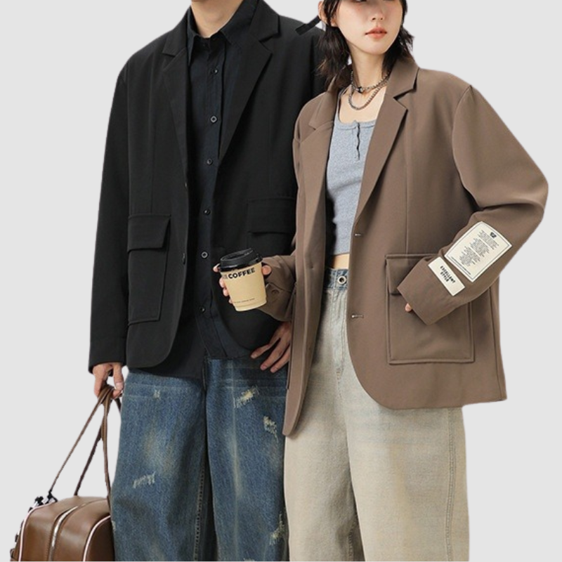 Blazer informal con bolsillos de parche