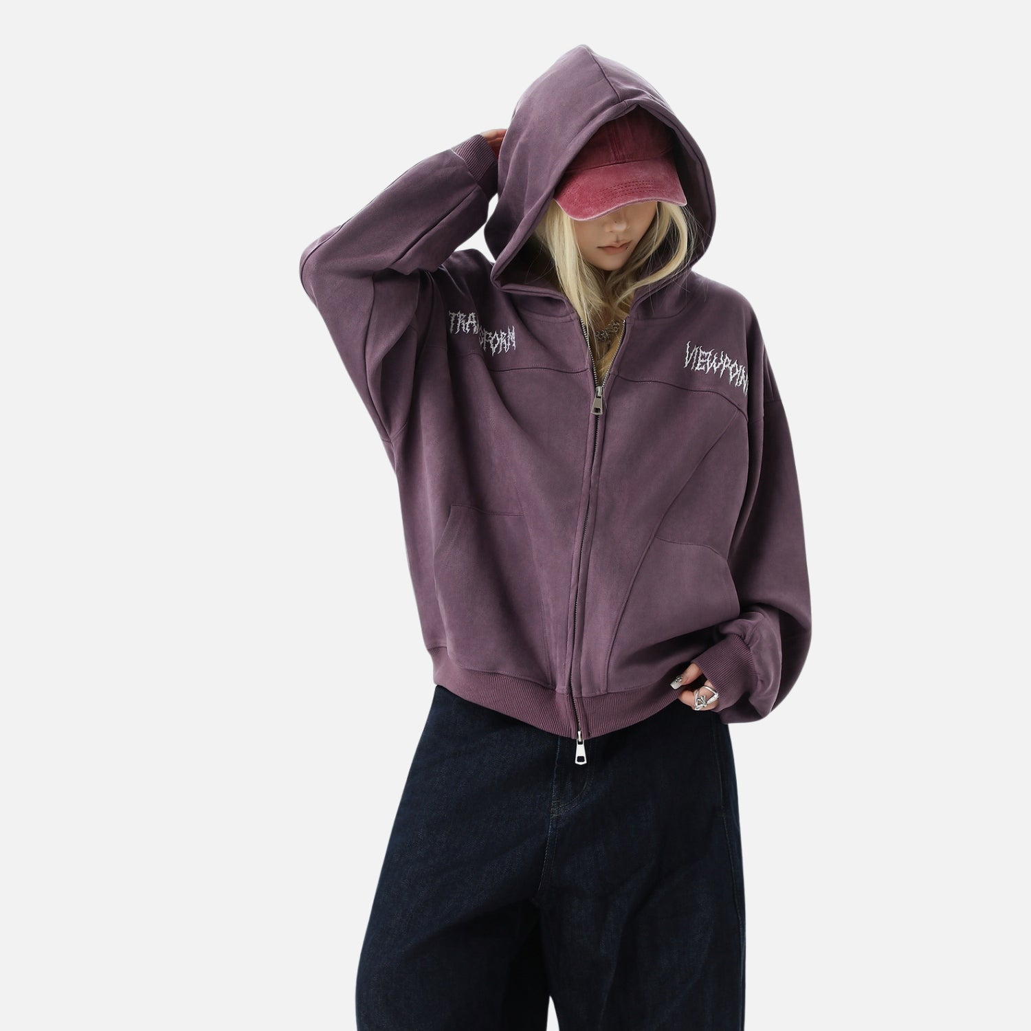 Sudadera retro de ante con capucha