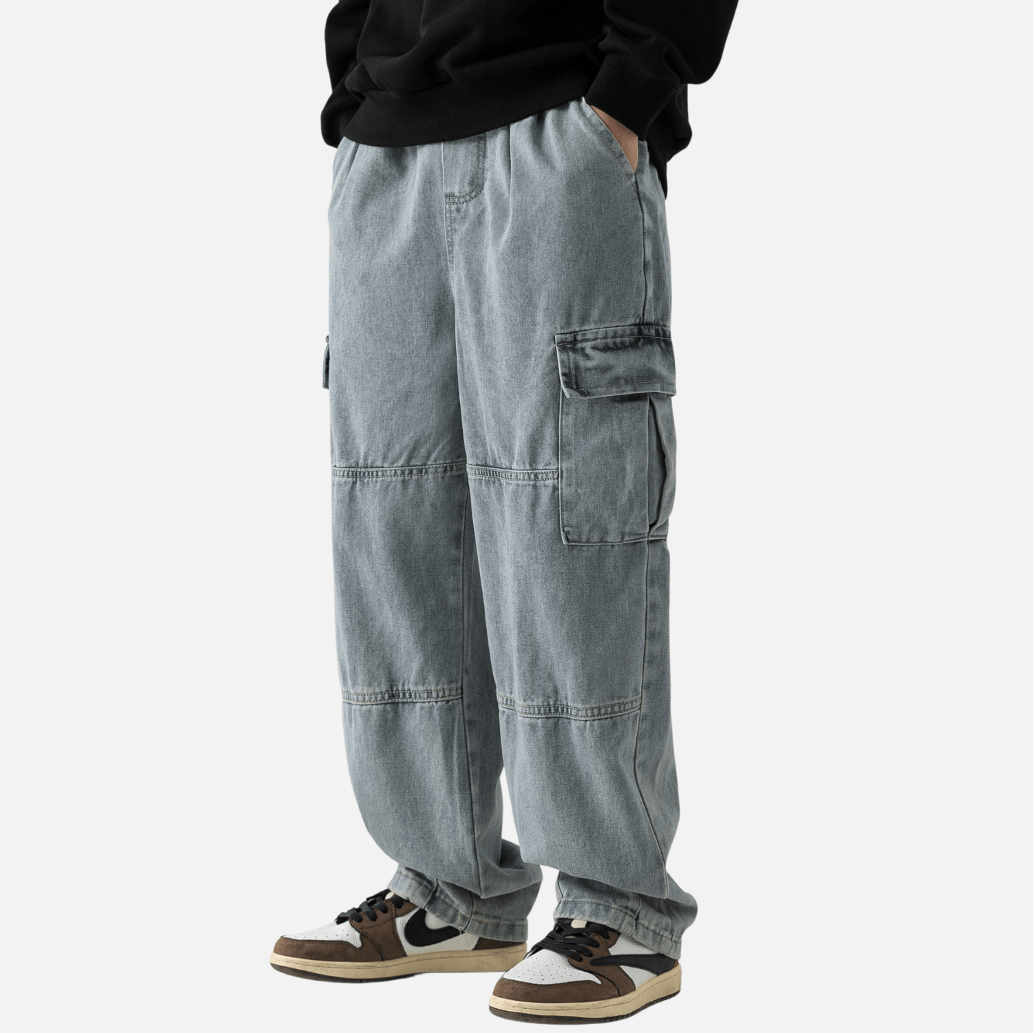 Pocket Patchwork Design Cargo Jeans