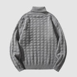 Solid Color Jacquard Turtleneck Sweater