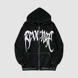 Hip-Hop Embroidered Letter Casual Zip Hoodie