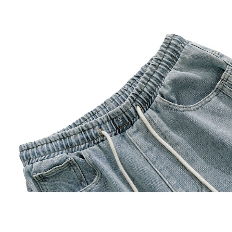 Side Stripe Washed Wide-Leg Jeans