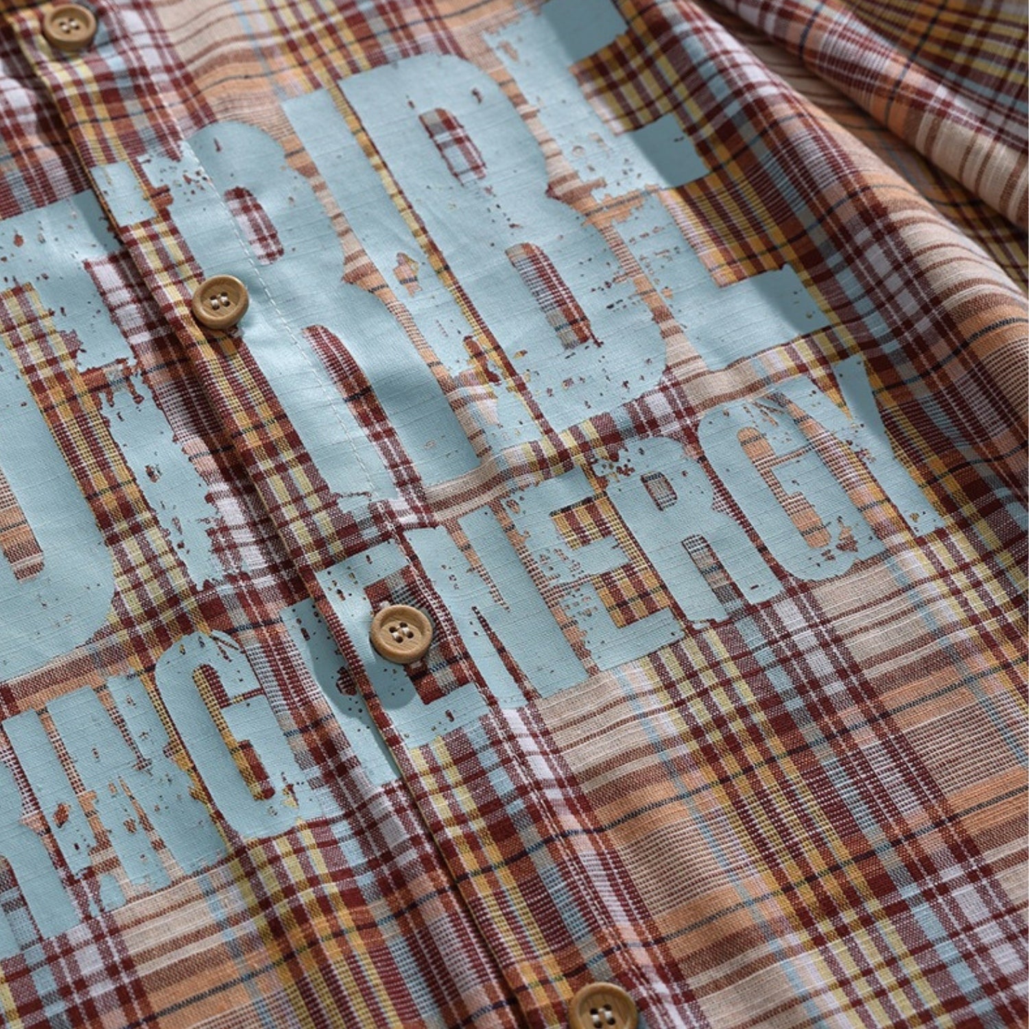 Vintage Plaid Print Cotton Shirt