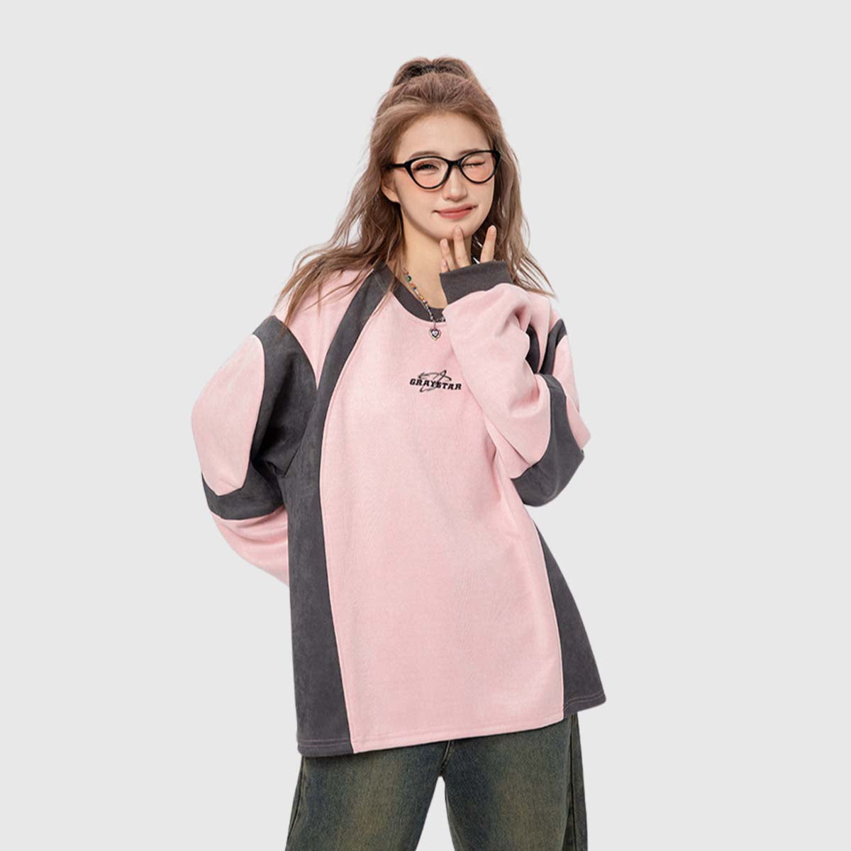 Color Block Crewneck Sweatshirt