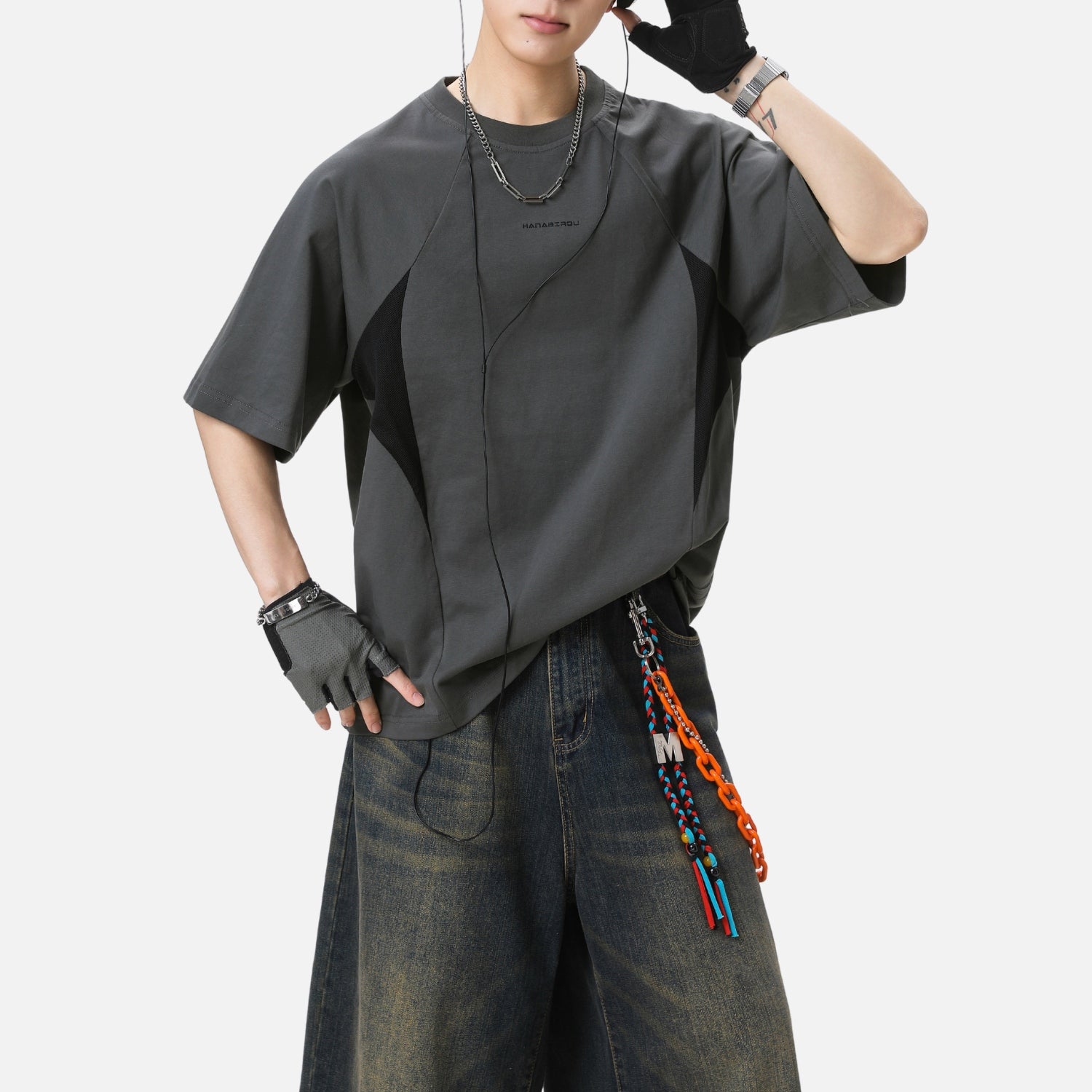 Asymmetric Mesh Panel Tee