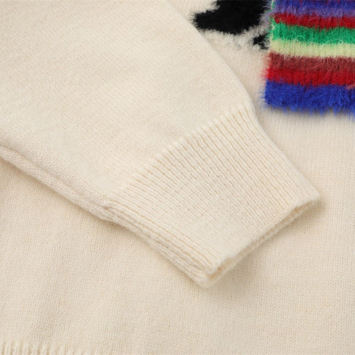 Dog Embroidery Colorblock Sweater