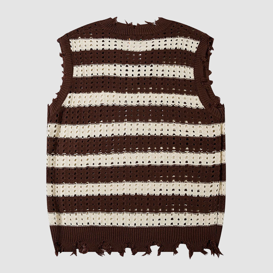 Hollow Out Stripe Vest Sweater