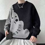 Dog Graphic Two-Tone Sweater