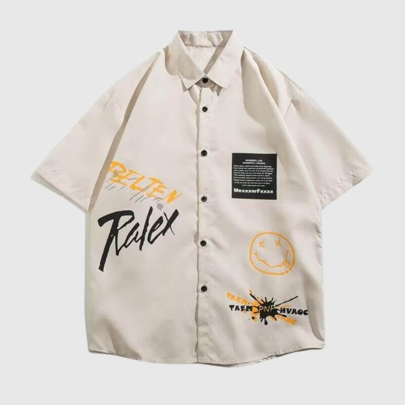 Lässiges Hemd mit Smiley-Buchstaben