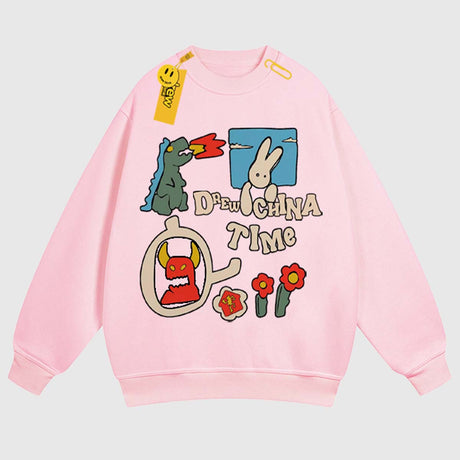 Cartoon Graphic Crewneck Sweatshirt