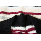 Letter Embroidered Color-blocked Stripe Pullover