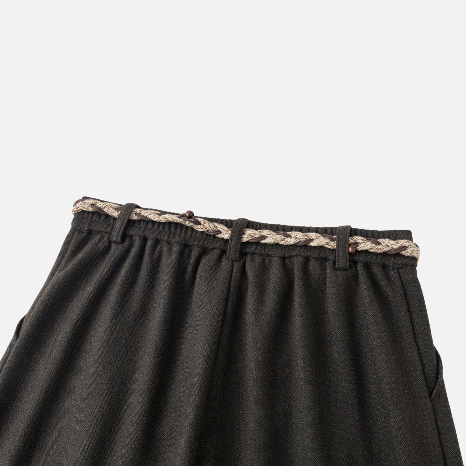 Faux Wool Textured Straight-Leg Pants