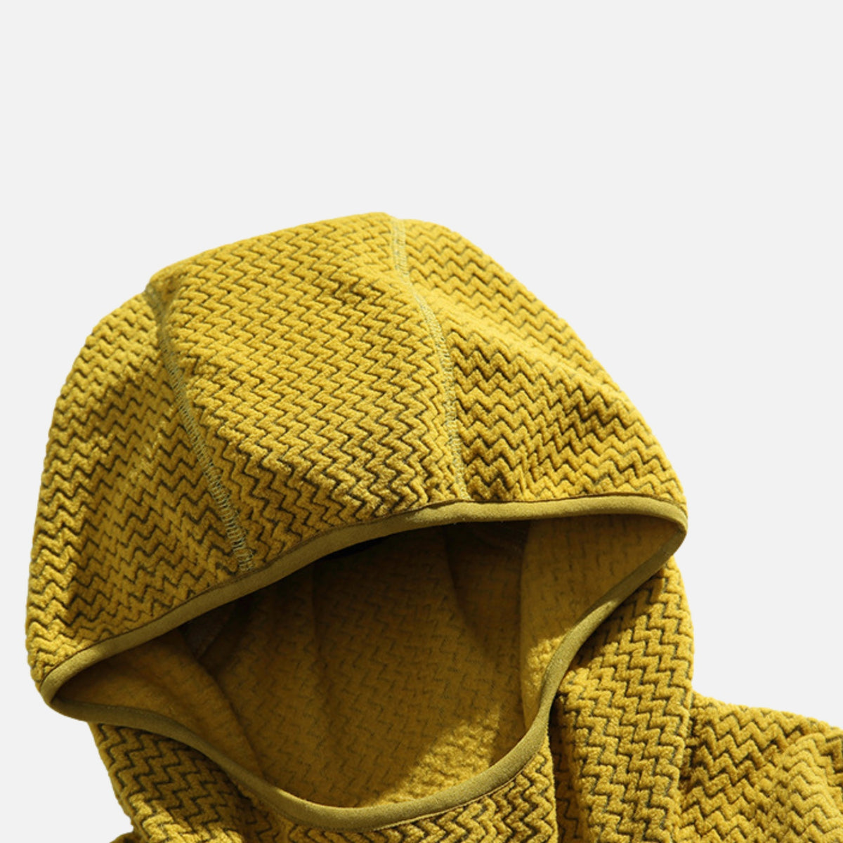 Wave-Textured Fleece Hooded Sweatshirt