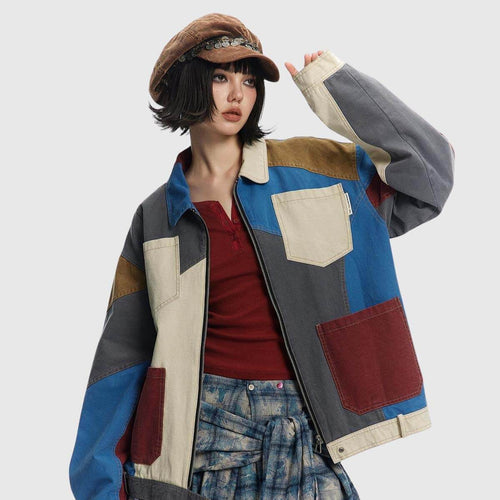 Chaqueta de patchwork con bloques de color
